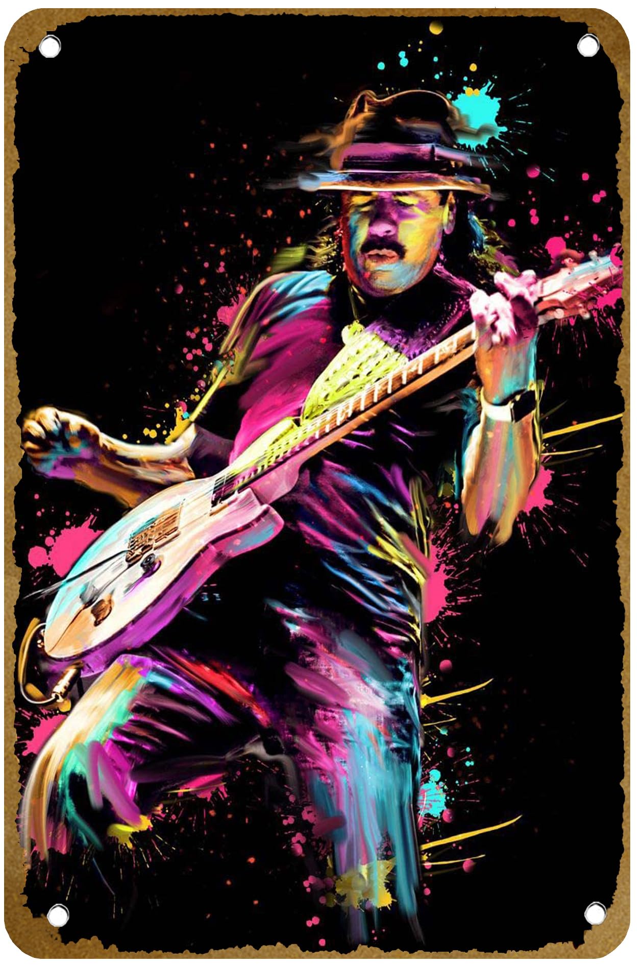 Brass Weight Plate - Plakat Carlos Santana Metalowy Znak Blaszany