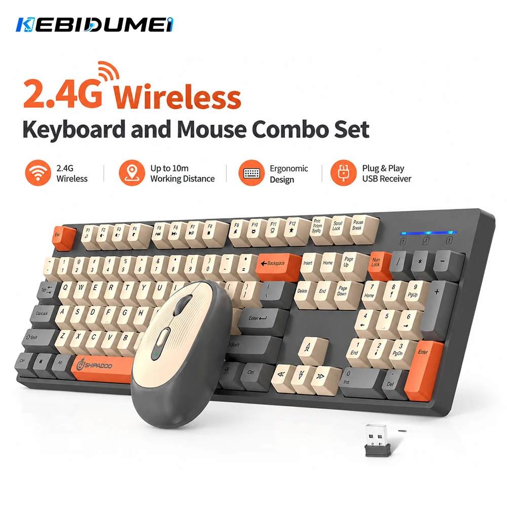 Gaming Keyboard Bundle - Zestaw bezprzewodowej klawiatury i myszy KEBIDUMEI