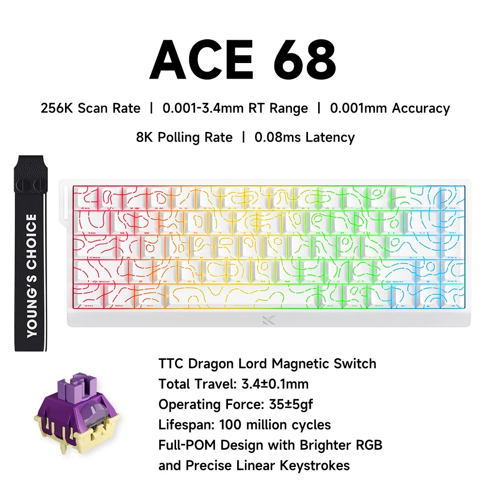 Gaming Keyboard Hall Effect Switches - Klawiatura gamingowa MCHOSE ACE 68 z