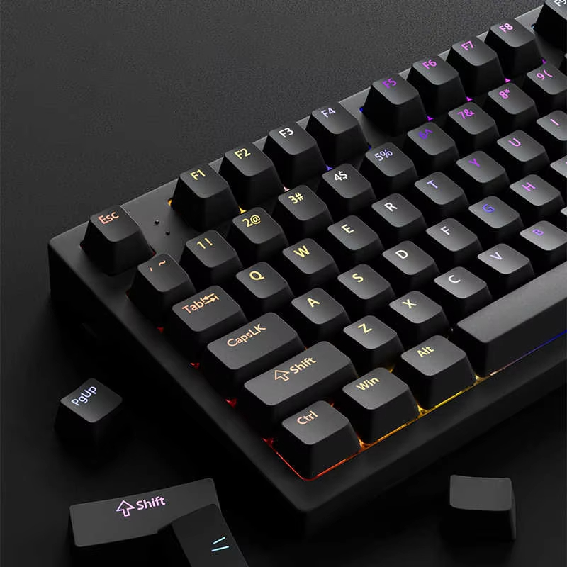 Keyboard Gaming Black - 130+ Czarne, personalizowane keycapy Double Shot